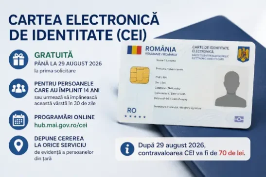 Cartea electronică de identitate poate fi obținută gratuit până pe 29 august 2026. Unde te programezi în Cluj